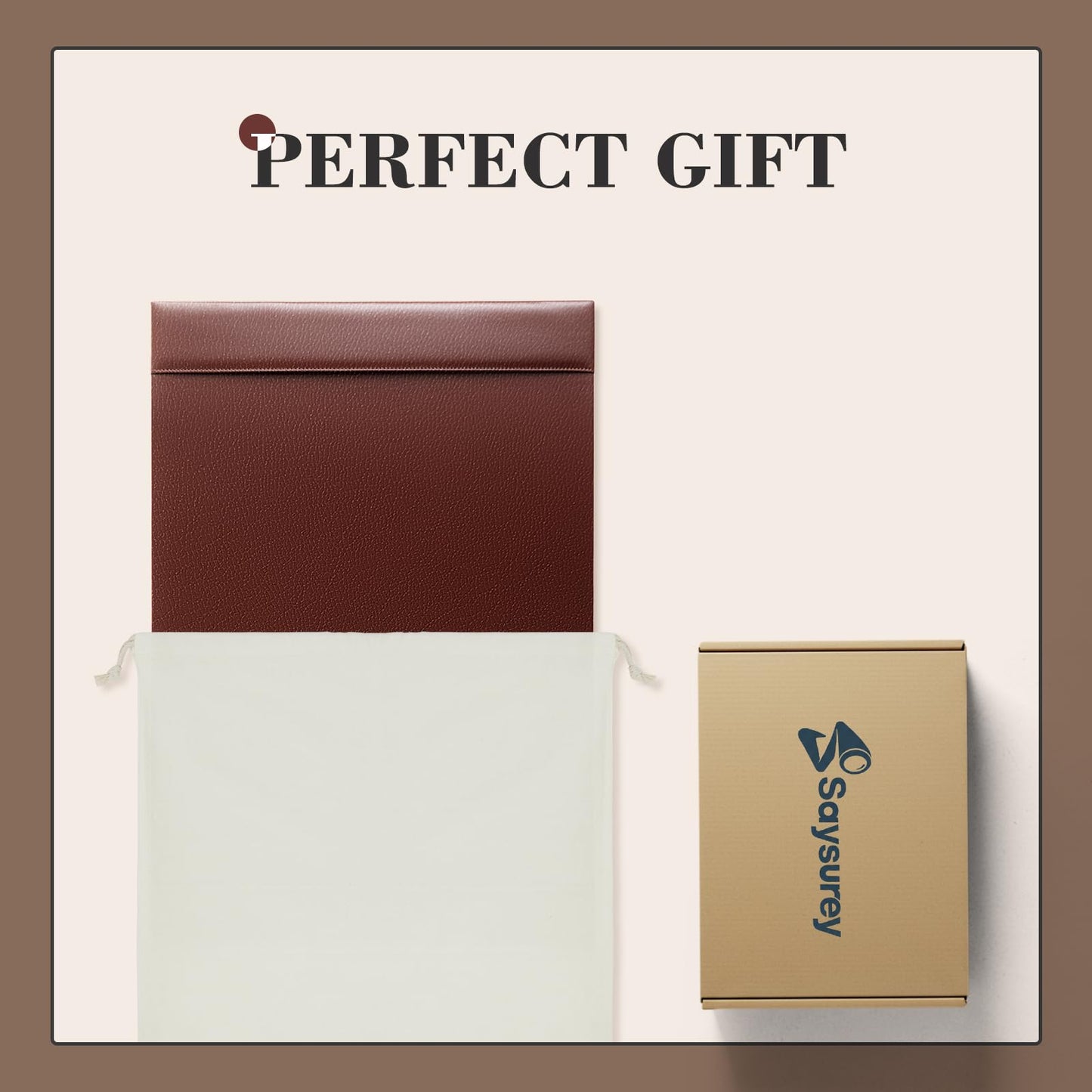 Saysurey 26.5 x 17.3 Inch Leather Desk Pad Protector with Side Rails, Executive Office Desk Mat for Home Workspace, Writing Surface, Mouse & Keyboard Pad, Elegant Gift for Men Dad Husband(Brown)