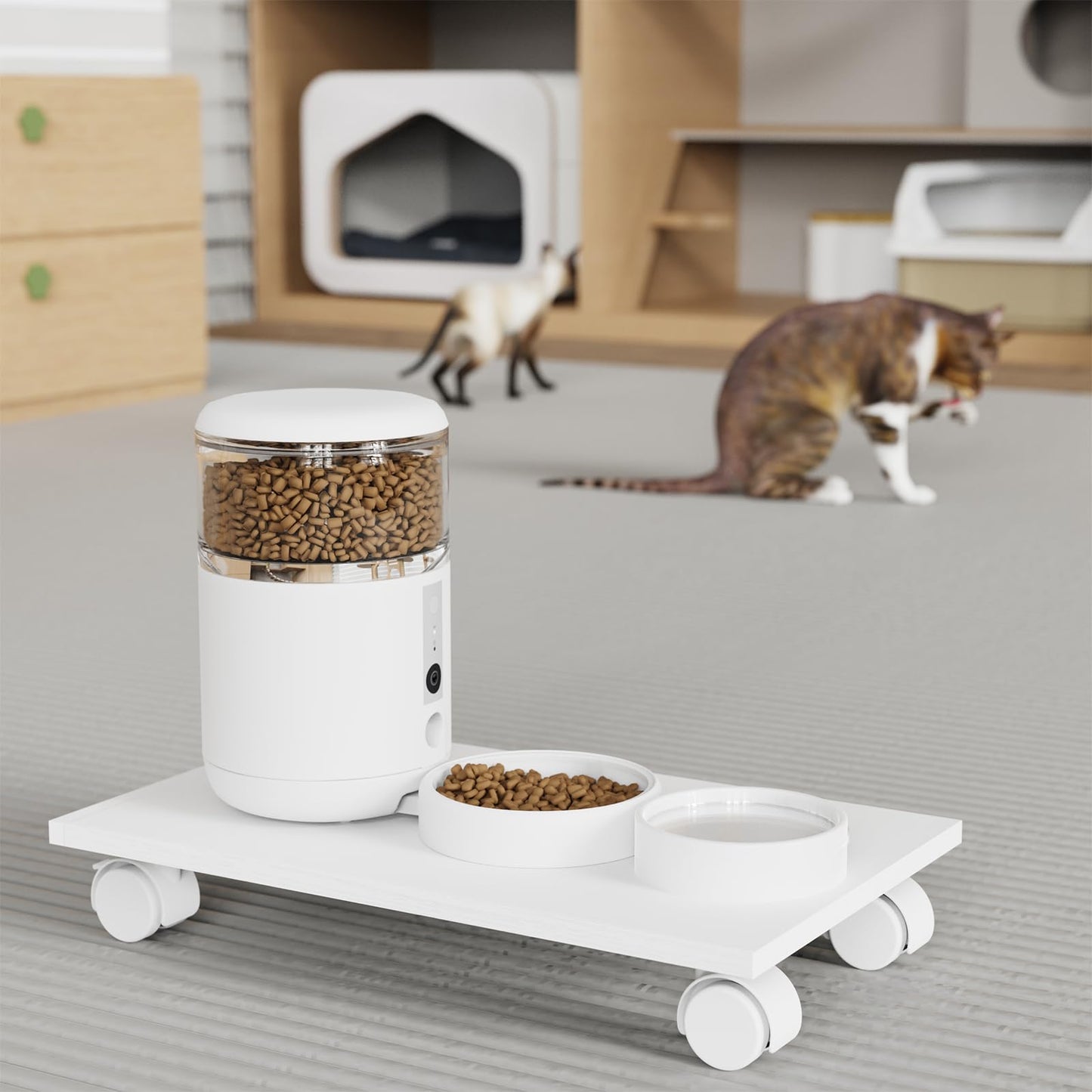 WEGASTU CPU Stand、Mobile CPU Holder、Computer Tower Stand with 4 Caster Wheels Fits for PC、Printer、Most Computer Tower、Office、Home、Planter Caddies、Dog Bowl Stand (White)