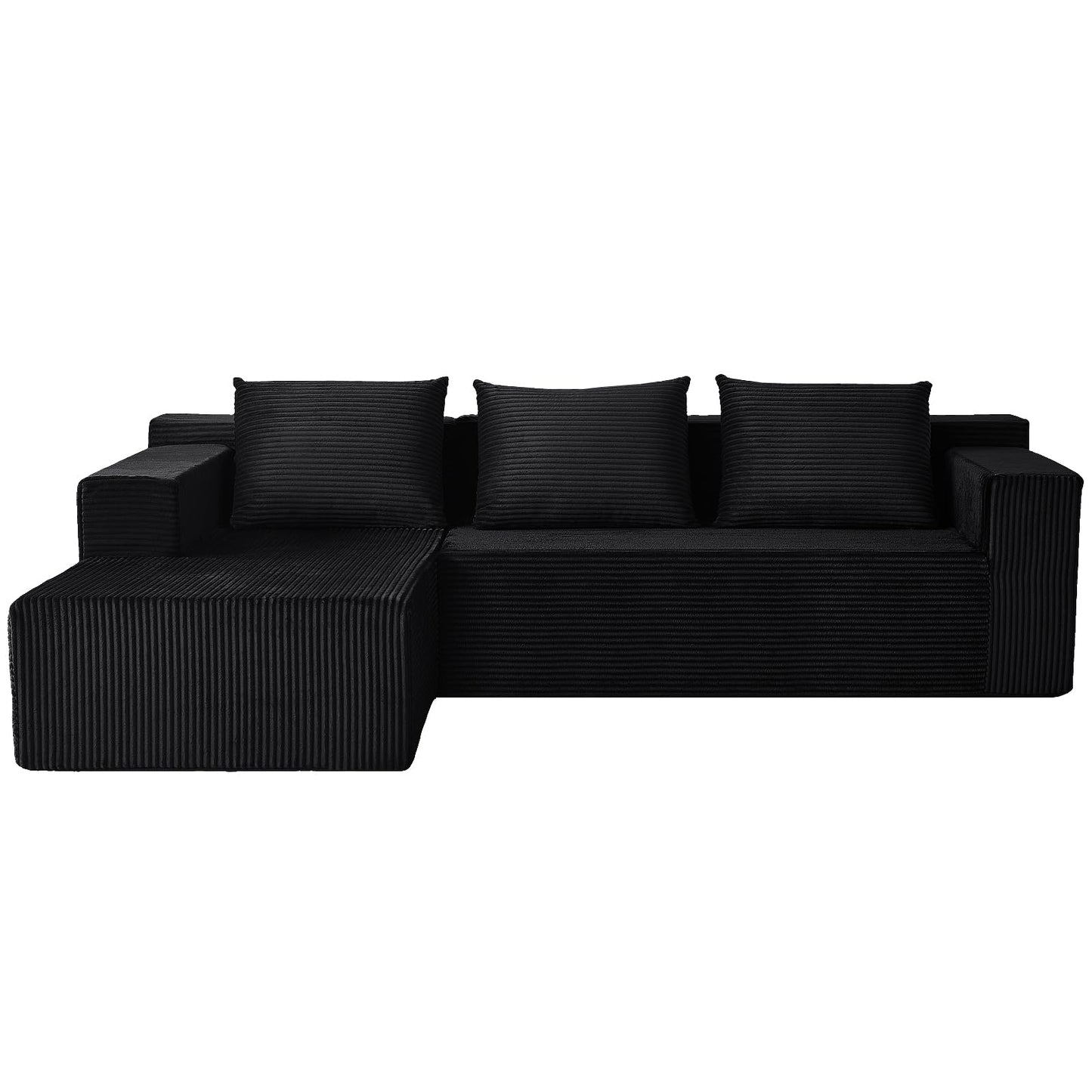 ANONER 103” Modular Sectional Sofa - L Shaped Upholstered Cloud Couch, Free Combination Deep Seat Corner Sofa, Sectional Couches for Living Room, Modern Minimalist Couch, Black