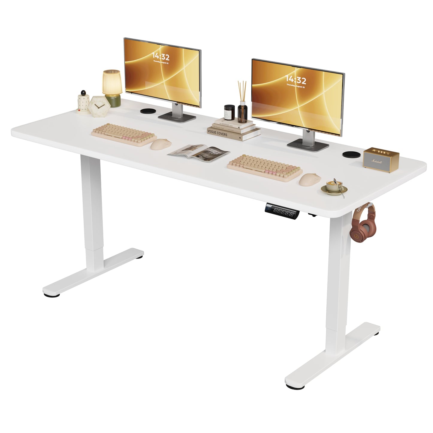 Monomi 79" Electric Standing Desk for Home Office - Large Adjustable Height Desk with 178 lbs Weight Capacity, 3 Memory Presets, Quiet Motor, Anti-Collision (White)