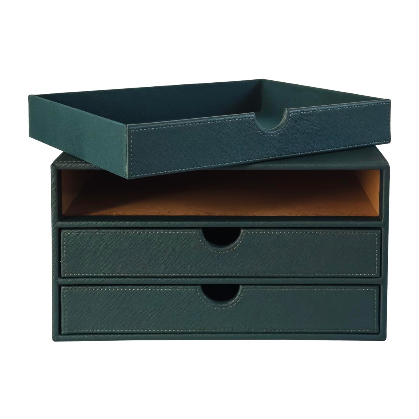 UnionBasic Document Organizer, 3-Drawer File Cabinet Document Storage Box, Office Desktop Filing Organizer, Dark Green