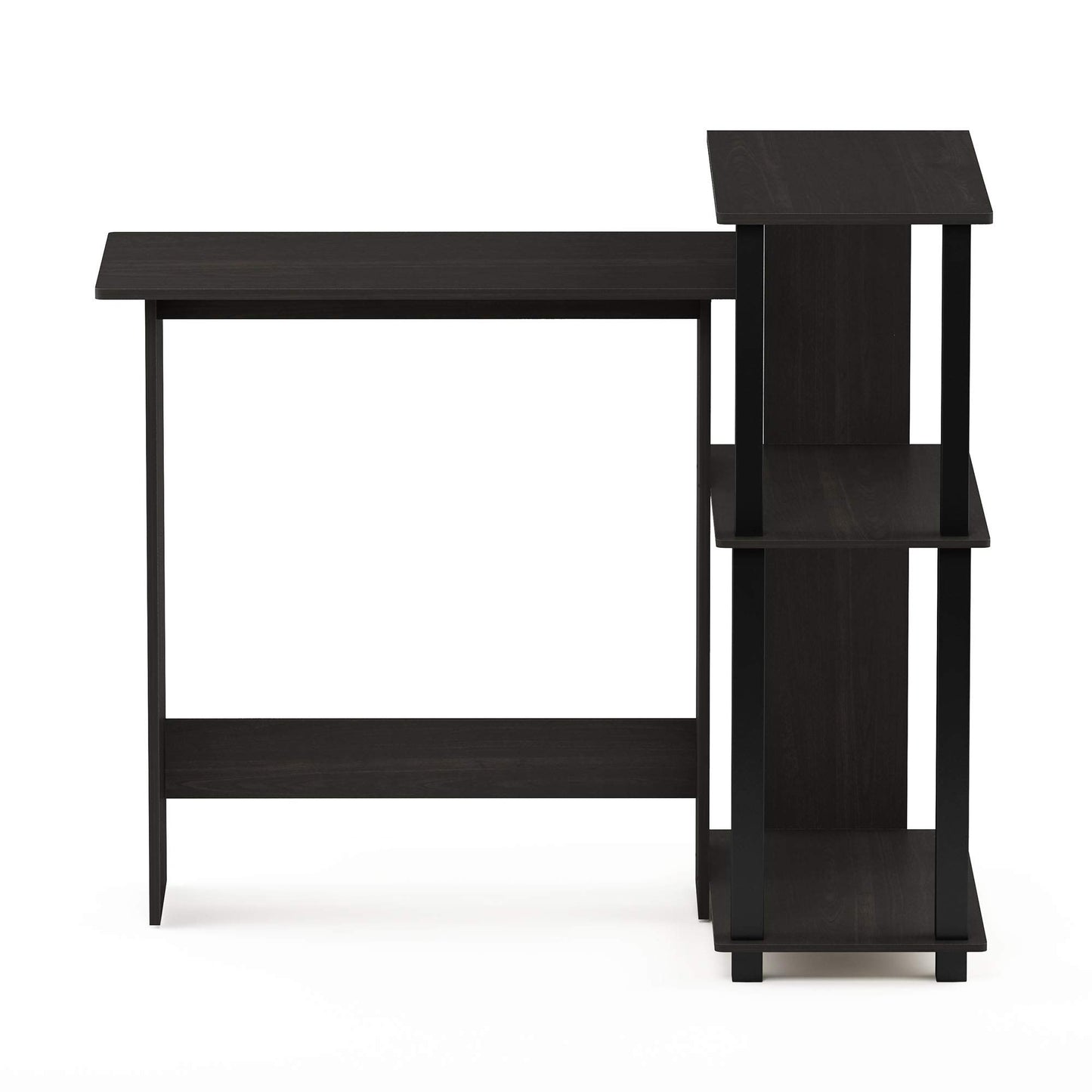 Furinno Abbott Corner Computer Desk with Bookshelf, Espresso/Black