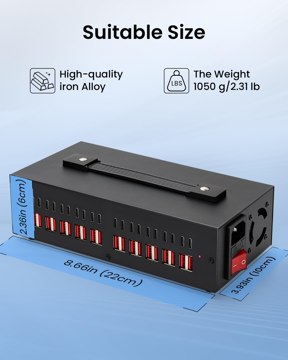 300W USB~c Charging Station, 40 Port (20 USB A & 20 USB~C Port) USB Charger Block, Fast Charging Station for Multiple Devices, Desktop Charger Compatible for iPhone, iPad, Tablets