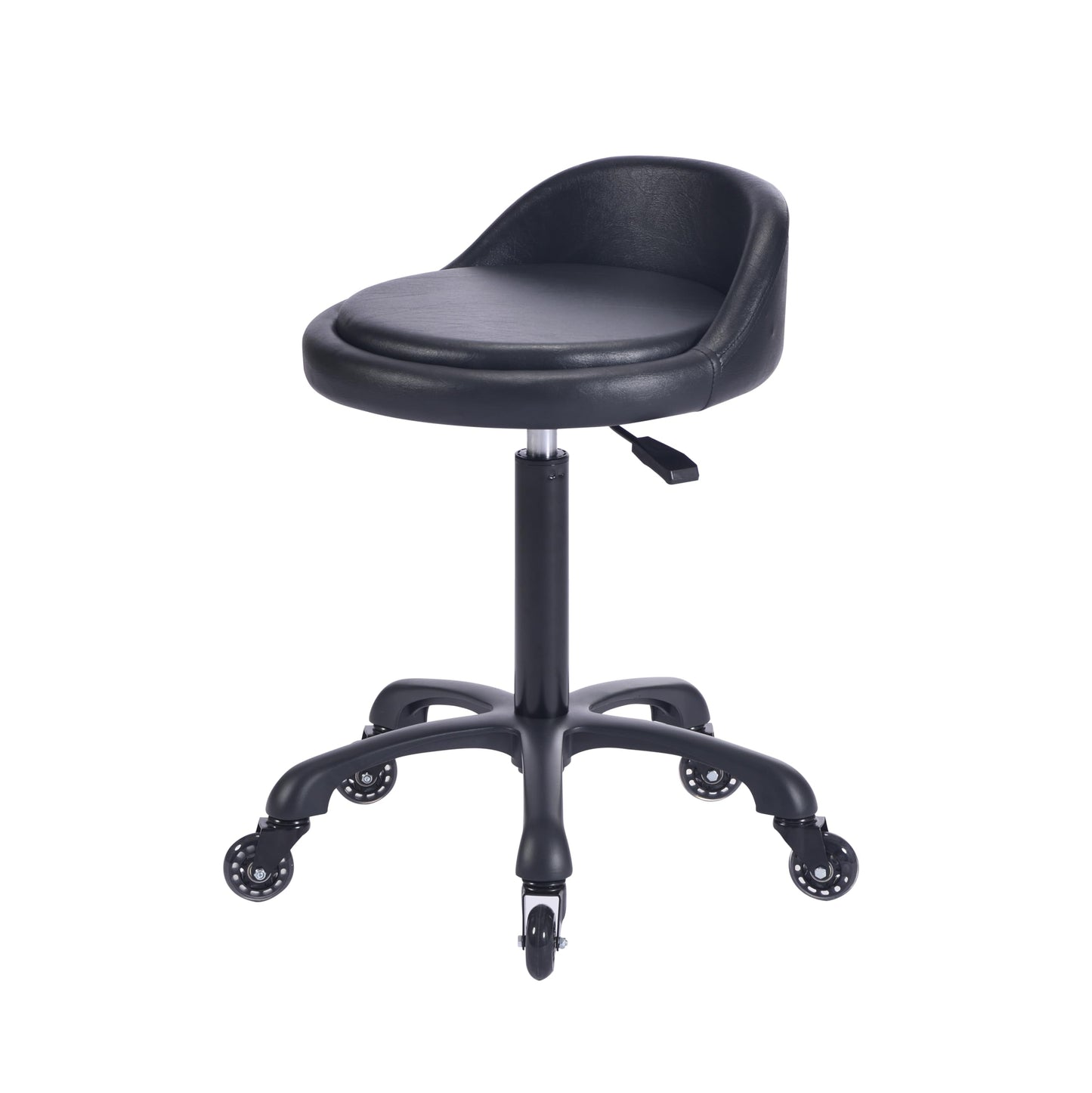 Rolling Salon Stool Chair with Back Support Hydaulic Height Adjustable on Swivel Wheels Heavy Duty for Hair Cutting Esthetician Tatto Beauty Spa Bar Lab Clinic Kitchen Office Home (Black)
