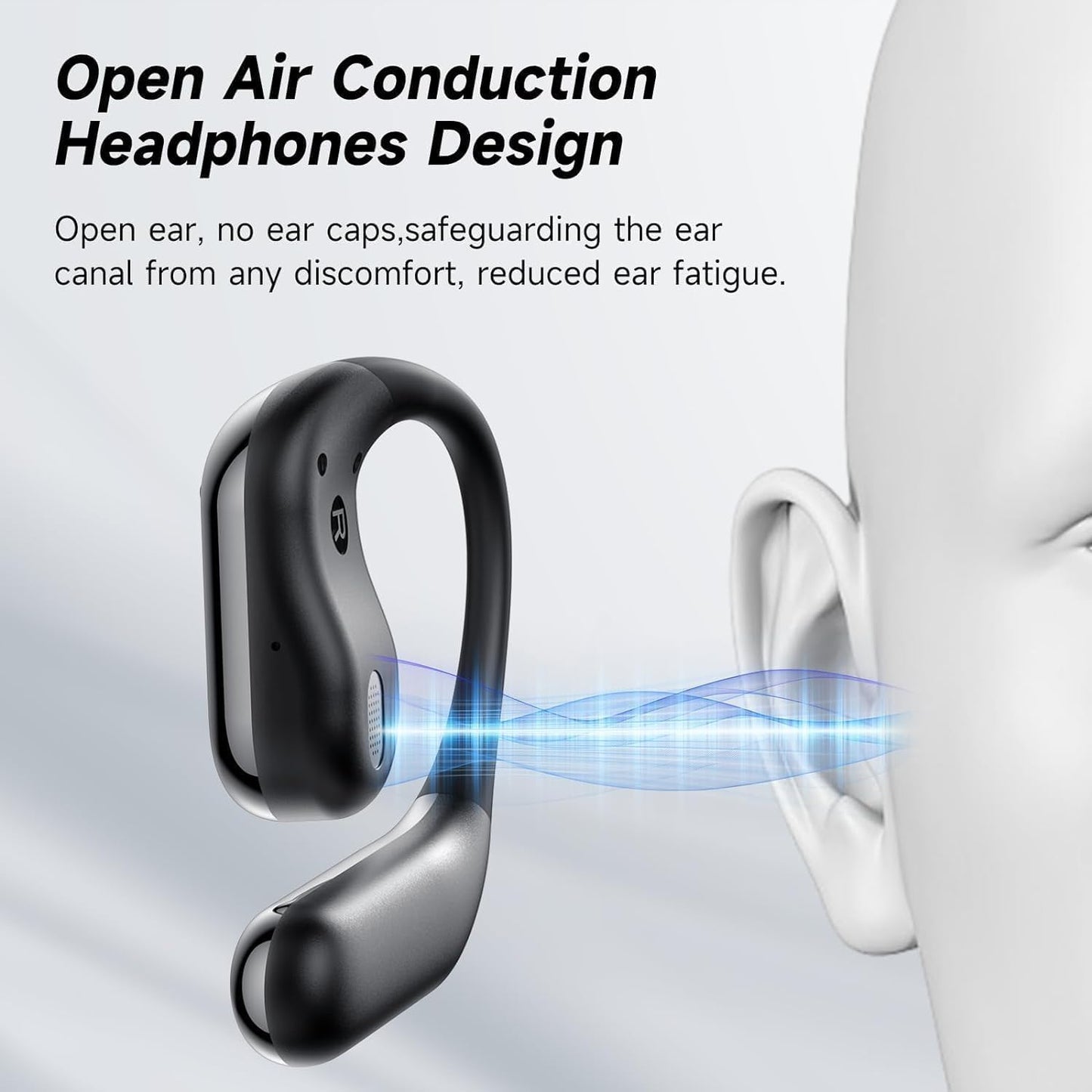 Open Ear Clip Wireless Earbuds Bone Conduction Headphones, Bluetooth 5.4,Built-in Mic, IPX7 Waterproof, LED Display Charging Case,Ear Hooks Ear Buds, Design for Running/Fitness/Office/Sport