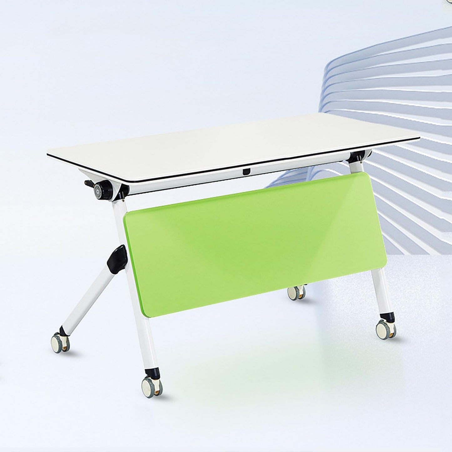 Compact Folding Conference Table with Wheels for Small Spaces Commercial Office Desk for Meetings and Training Mobile Flip Top Desk for Home and Classroom
