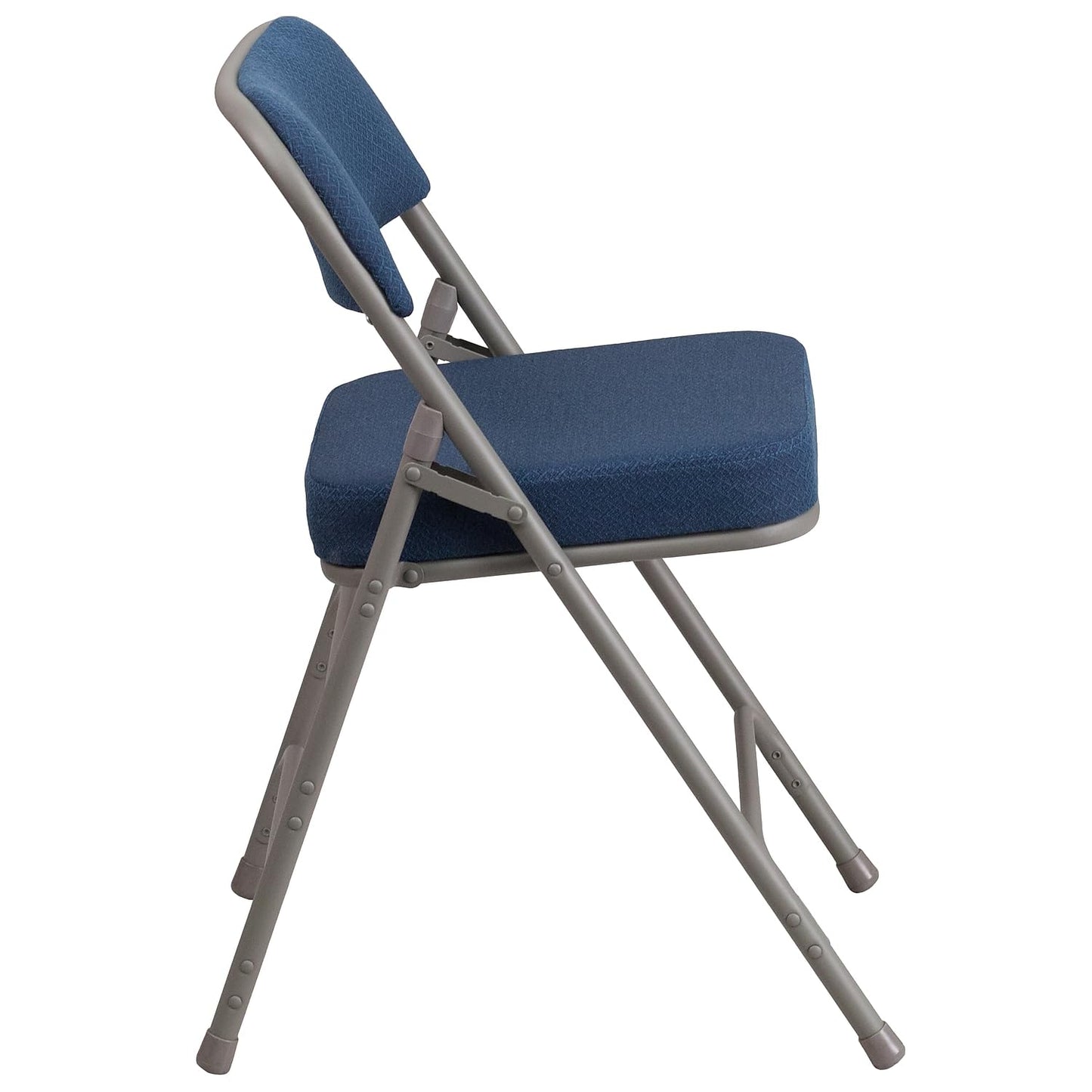 Flash Furniture 4 Pack HERCULES Series Premium Curved Triple Braced & Double Hinged Navy Fabric Metal Folding Chair