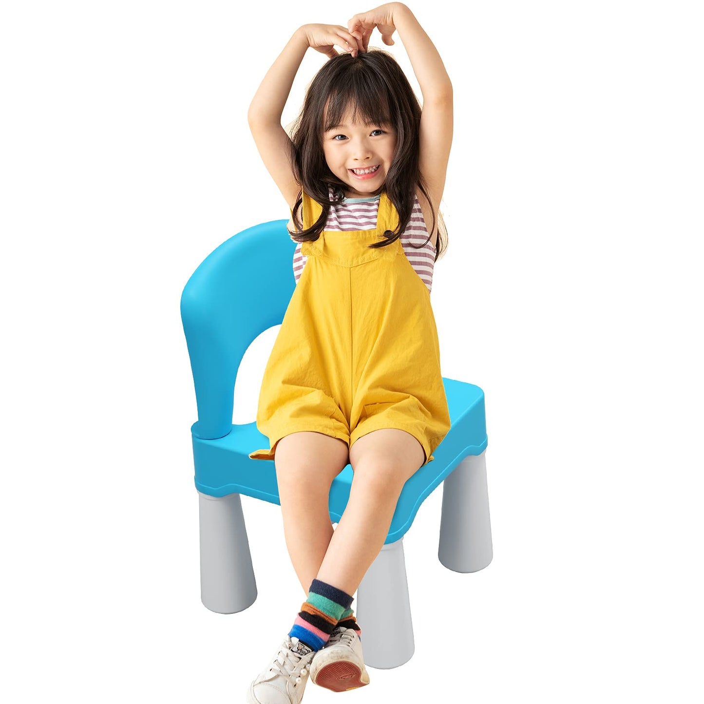 burgkidz Toddler Chair for Kids Ages 2-4, Plastic Kids Chair with 9.3" Seat Height, Lightweight & Durable, Easy-Clean for Indoor/Outdoor Use, Favorite Calming Blue for Boys Girls