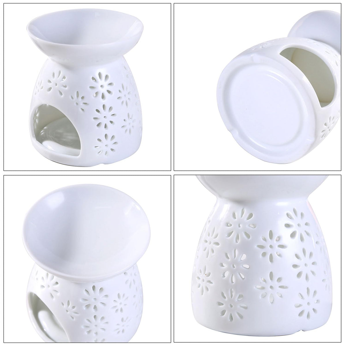 Auxmeware - Ceramic Tea Light Candle Holder, Essential Oil Burner Wax Melt Burner, Incense Aroma Diffuser, Home Decor