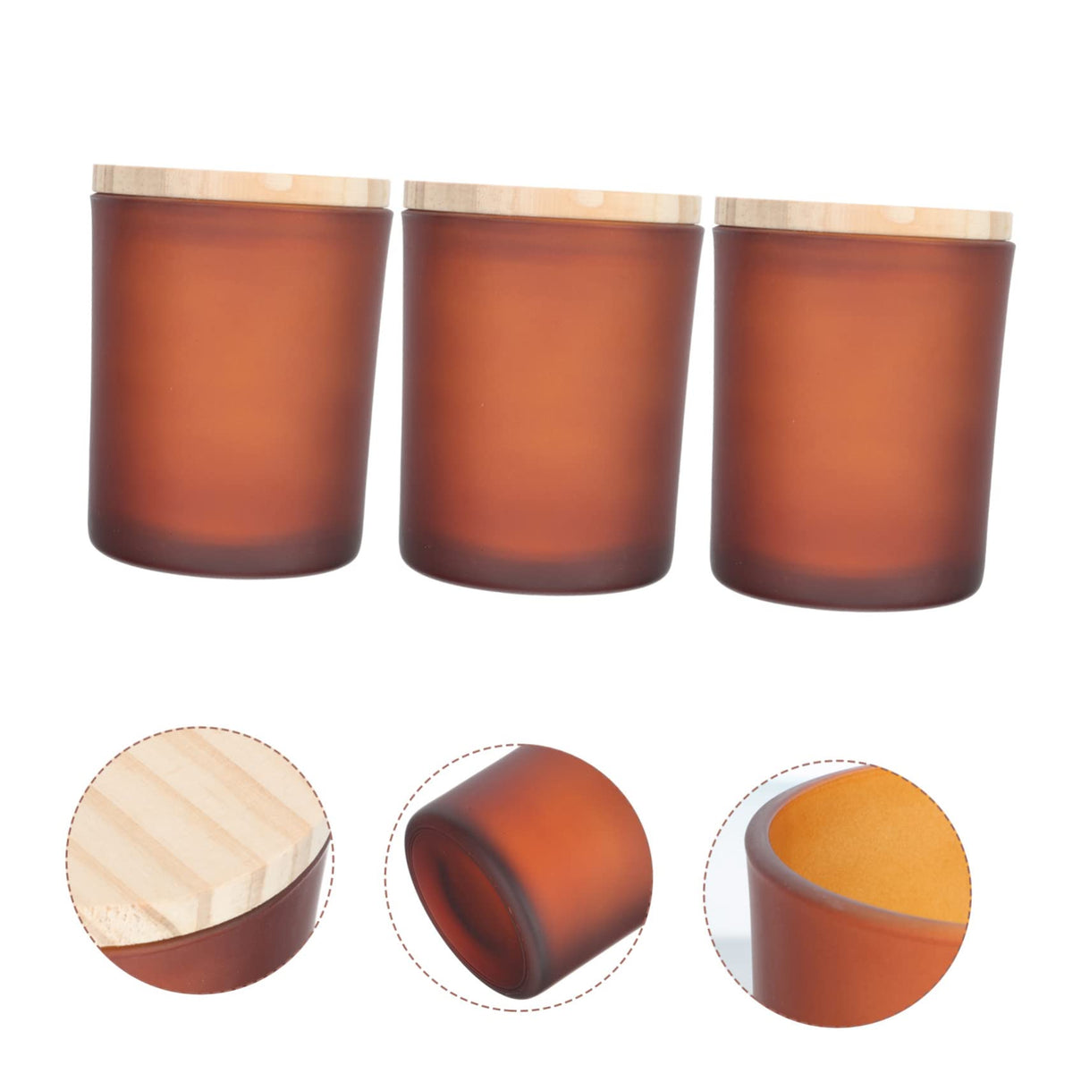 PRETYZOOM 3sets Candle Jar Lid Glass Candle Cup Holder Scented Candleholder for Dining Table Centerpiece Decor