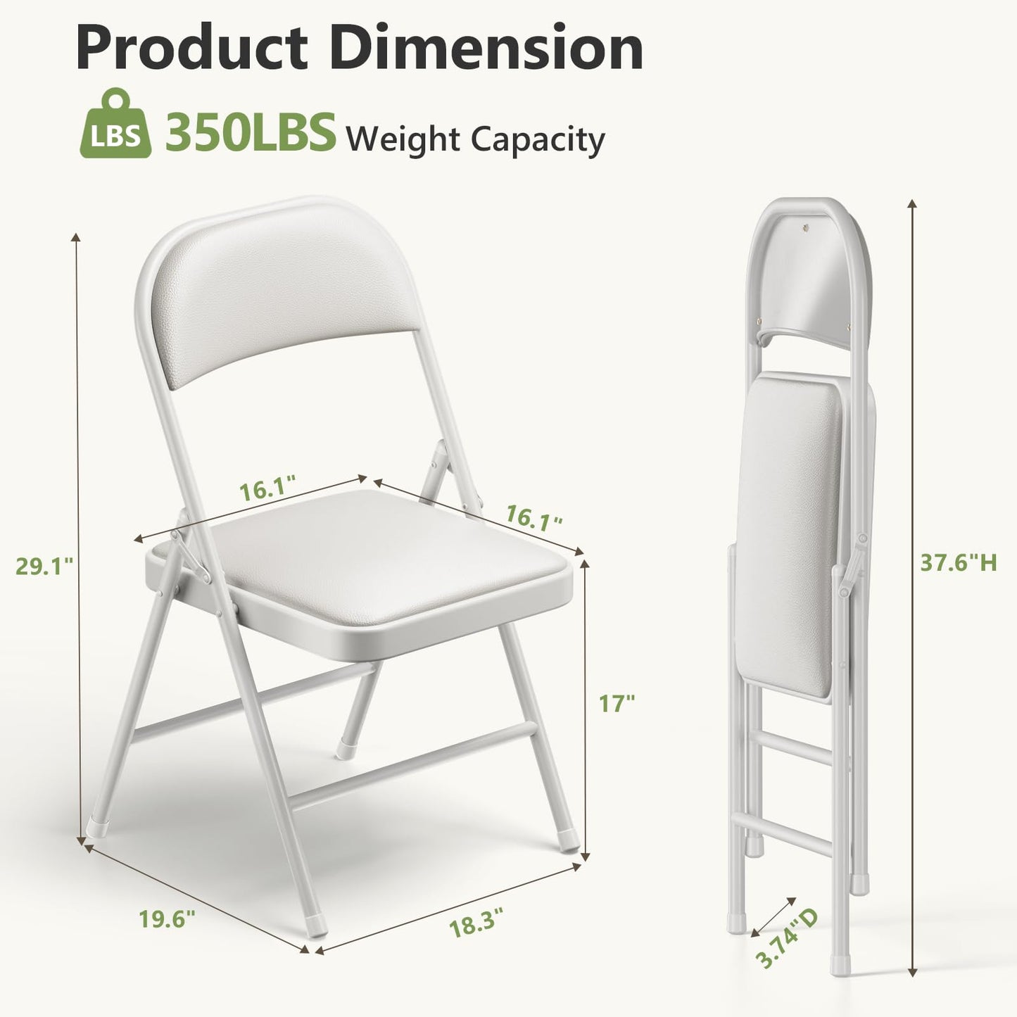 Folding Dining Table Set for 4, 5FT Foldable Plastic Table with Carrying Handle & 4 PU Leather Padded Folding Chairs, Portable Table and Chairs Set for Indoor Outdoor, Party, Wedding, Picnic, Camping