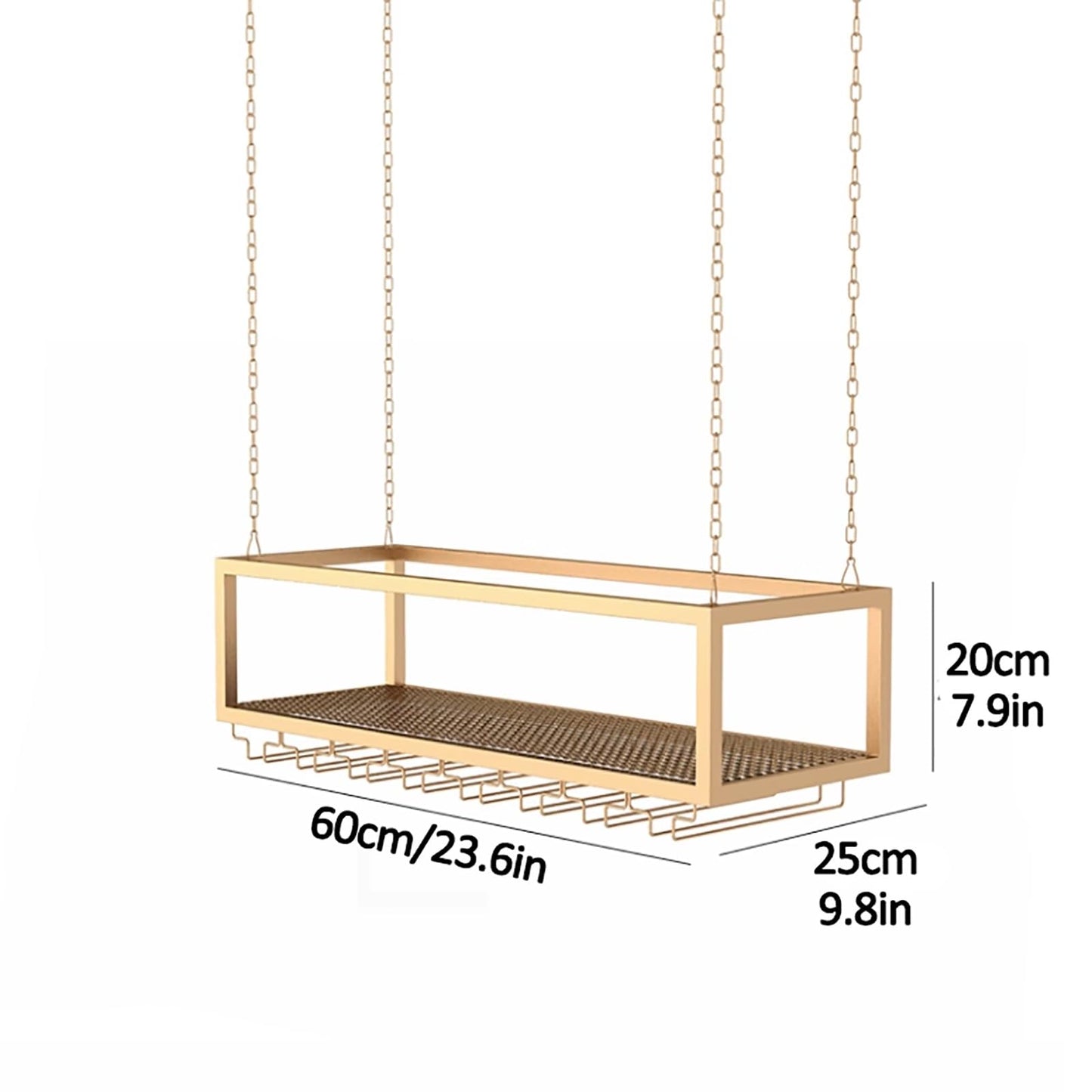 Hanging Wine Rack,Ceiling Wine Glass Rack,Adjustable Height,Iron Wine Rack,Gold,Wine Storage Display Rack,Wall-Mounted Wine Glass Rack Perfect for Bar Cafe Kitchen,Easy to Install
