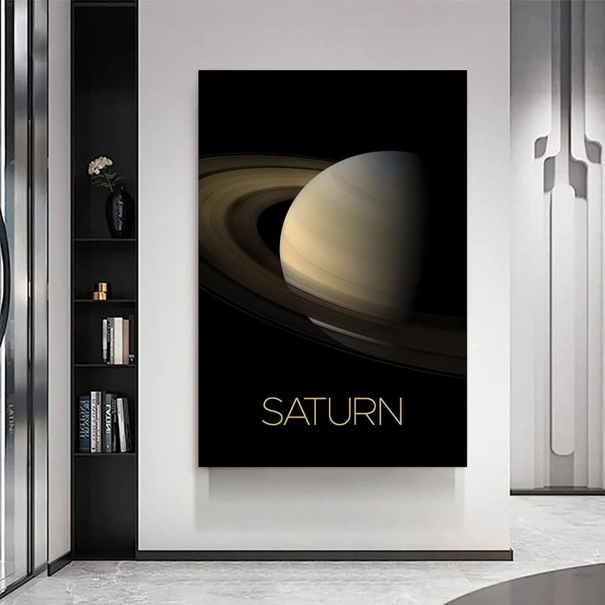 Solar System Planets Canvas Wall Art - Saturn Planet Space Poster for Kids Room Bedroom Classroom, STEM Educational Astronomy Decor, Science Gift for Boys Girls, 16x24 Inch Framed