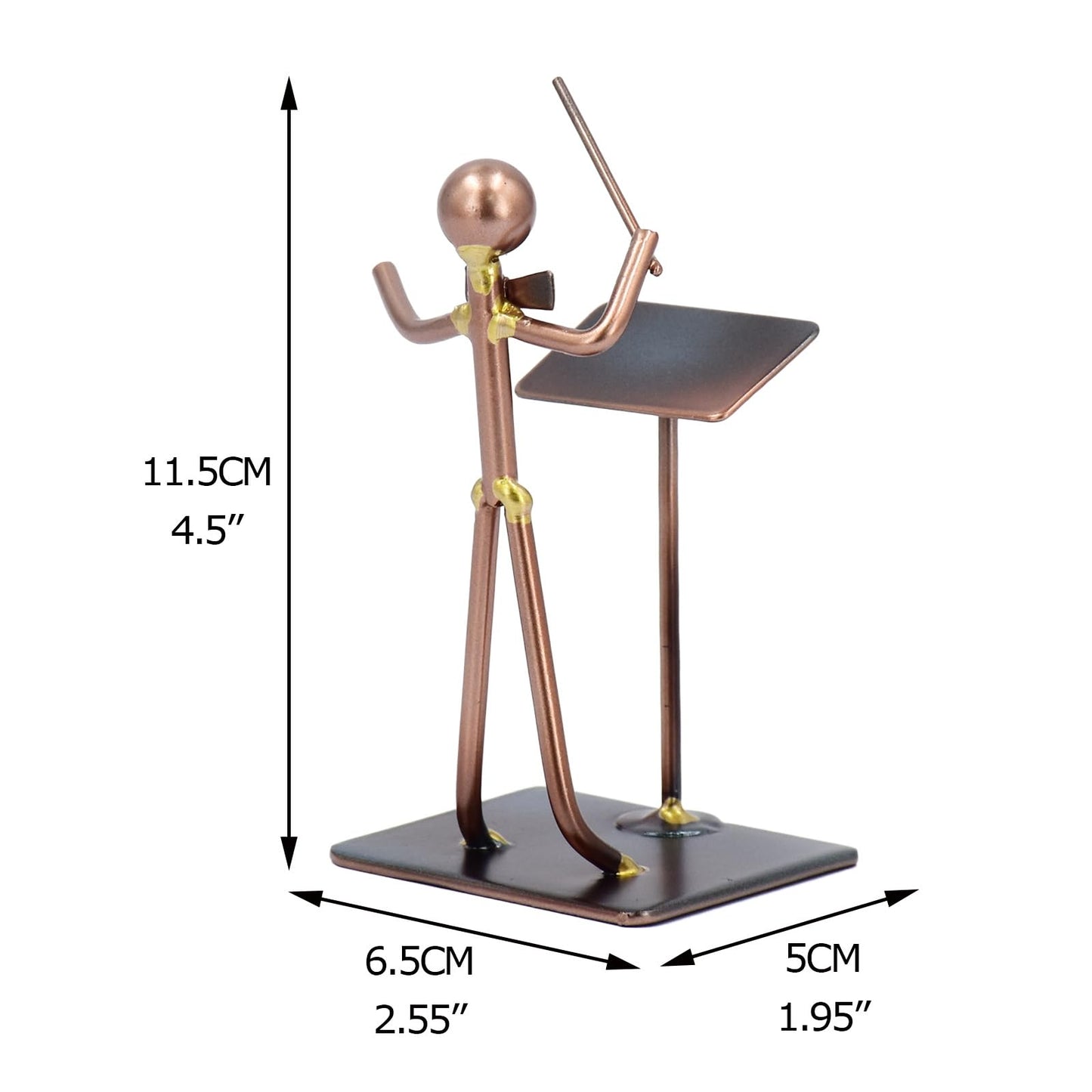 Metal Music Director Figurine – Handcrafted Copper Conductor Sculpture – Baton Maestro Ornament & Orchestra Statue – Classical Art Decor for Home Office Display – Unique Desktop Gift – 4.5 Inches Tall