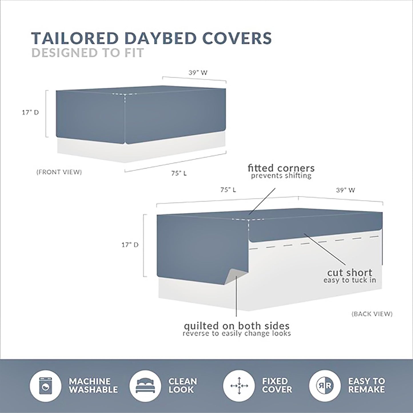 Madison Park Ridge Daybed Cover Set - Cabin Lodge Plaid Herringbone Print Reversible Design, All Season Luxury Bedding with Bedskirt, Matching Shams, Decorative Pillow, 39"x75", Neutral 6 Piece