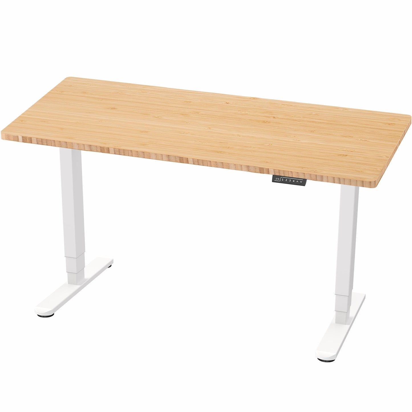 VIVO Electric 60 x 24 in Dual Motor Sit Stand Desk, Memory Height Adjustment, 2B Series, Bamboo Top White Frame, DESK-KIT-2W6O