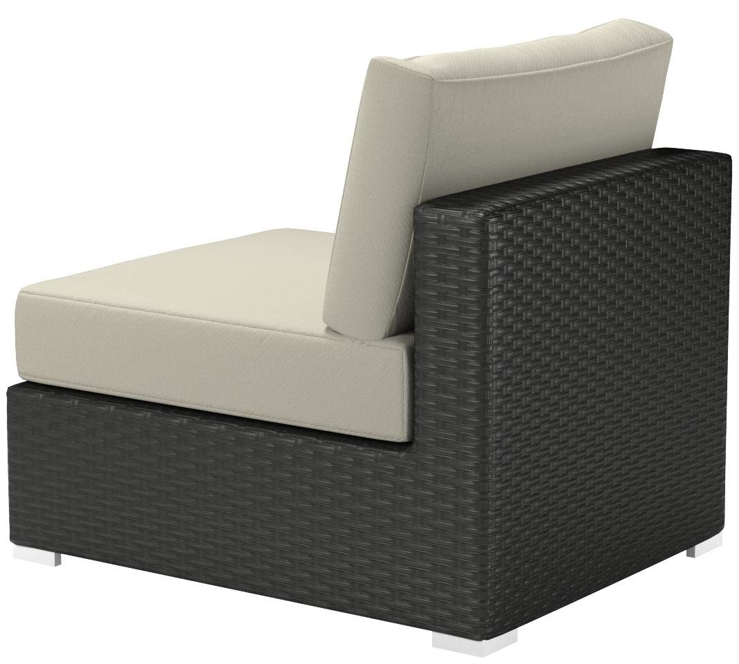 Modway EEI-1854-CHC-BEI Sojourn Wicker Rattan Outdoor Patio Coffee Table, Armless Chair, Canvas Antique Beige