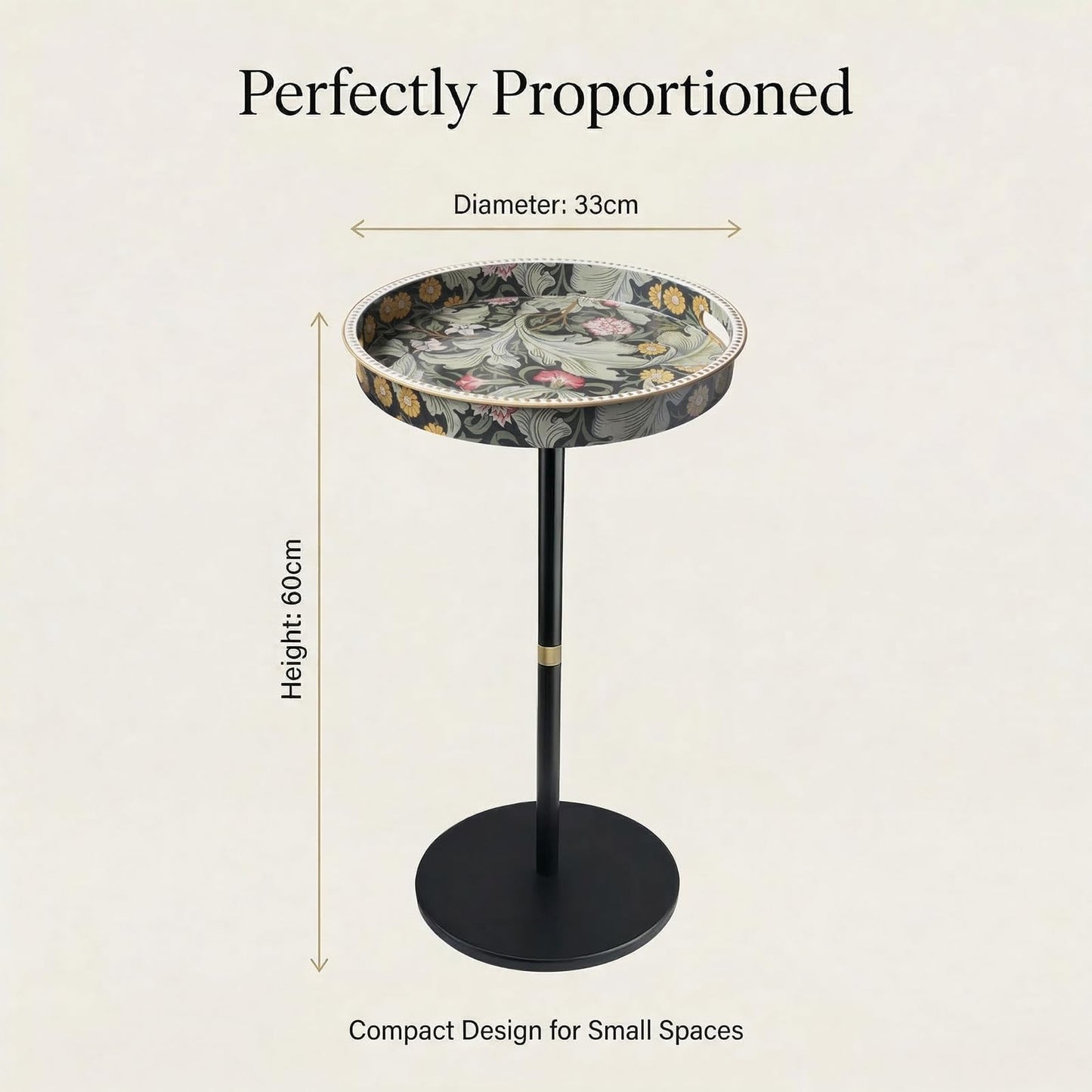 Gesodant Boho Single Leg Round Side Table with Tray Top, Pedestal Drink Table for Small Spaces, Aesthetic Accent Nightstand for Living Room, Bedroom, Corners, and Office (Daisy)