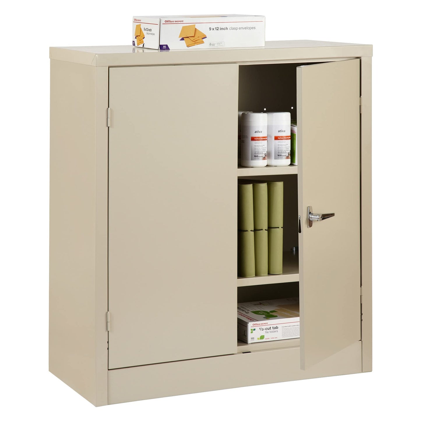 Realspace® Steel Storage Cabinet, 3 Shelves, 42" H x 36" W x 18" D, Putty