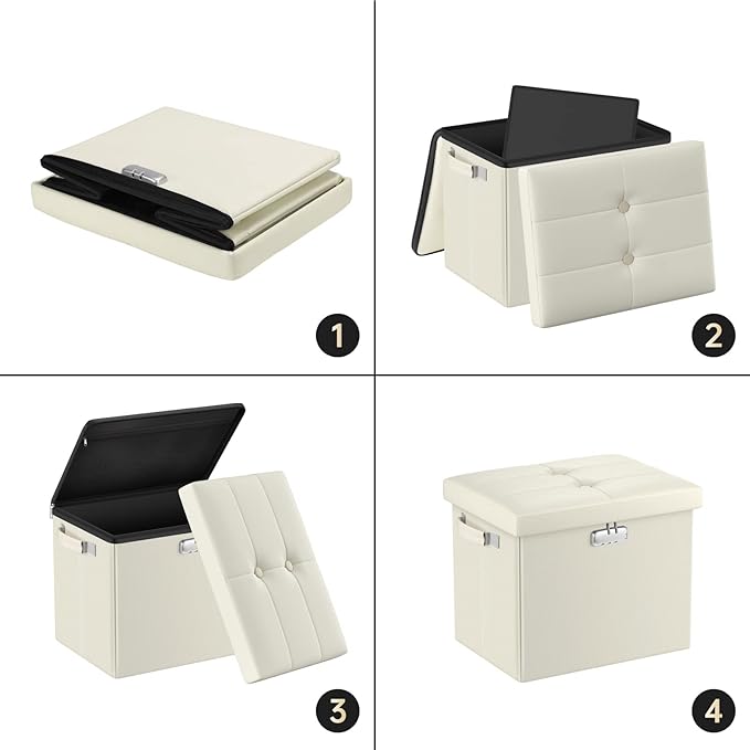 DocSafe Storage Ottoman with Lock, Fireproof&Waterproof 17 Inches Folding