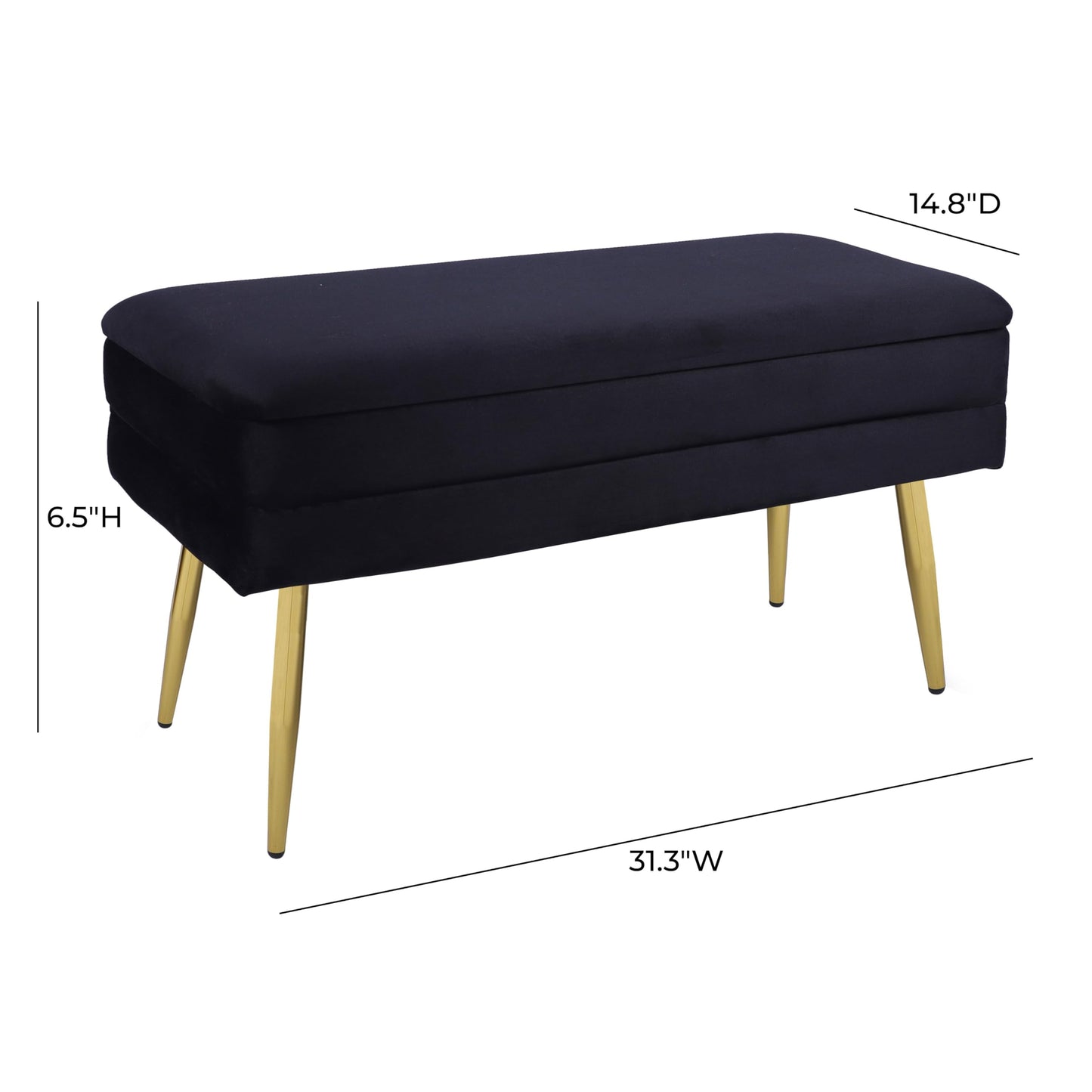 Tov Furniture Ziva Black Velvet Storage Bench