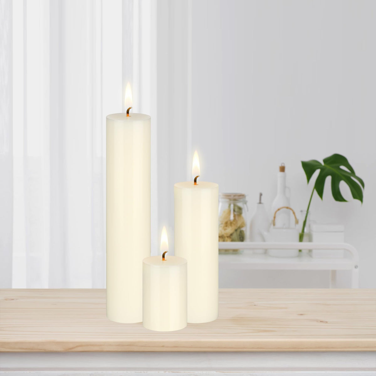 Mega Candles 3 pcs Unscented Solid Ivory Pillar Candles, Hand Poured Premium Wax Candle 2 Inch x 6 Inch, Home Décor, Spas, Weddings, Occasions, Party, Centerpieces, Holidays, Vigils, Prayers