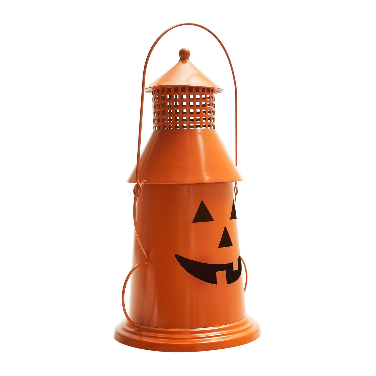 VHC Brands Metal Tealight Holder Halloween Lantern Orange 12x8x6, Kitchen Dining Table Candle Holder, Pumpkin Decor for Fall and Halloween