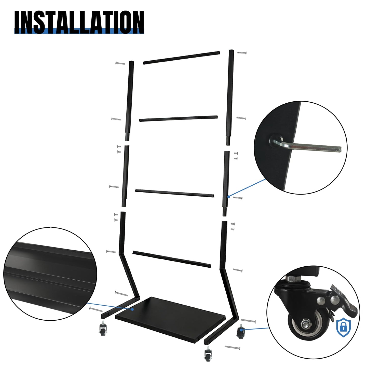 JUNJIAO Sign holder floor stand, Heavy duty rolling pedestal poster banner stand, Triple 18"x24" Multi-Poster Display with 3 Backboards & Anti-Glare Lenses, Side-Loading Commercial Signage Stand for Retail, Menus & Trade Shows