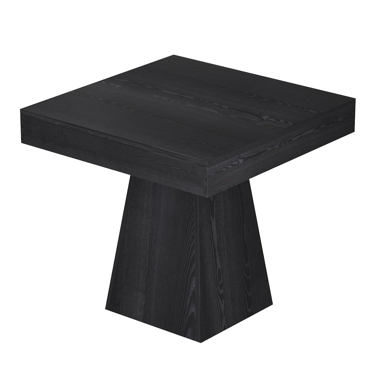 MILEFA Square Dining Table, Farmhouse Style Eating Table for 2-4 People, 31.5-inch Kitchen Table with Sturdy Pedestal Base, Wooden Dinner Table for Dining Room, Living Room, Black
