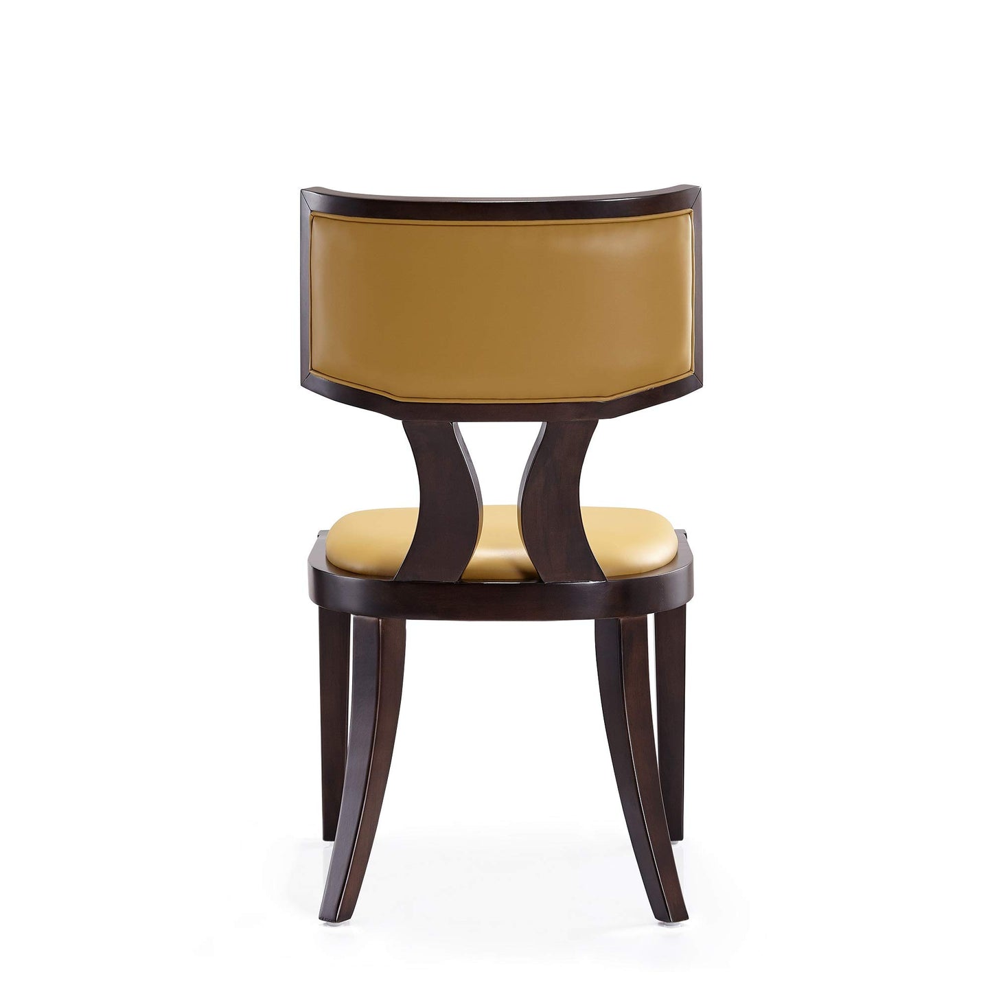Manhattan Comfort Pulitzer Faux Leather Dining Chairs Set of 2, Solid Beech Wood with Walnut Finish, Iconic Greek Design, Fully Assembled Accent Kitchen Furniture, Camel