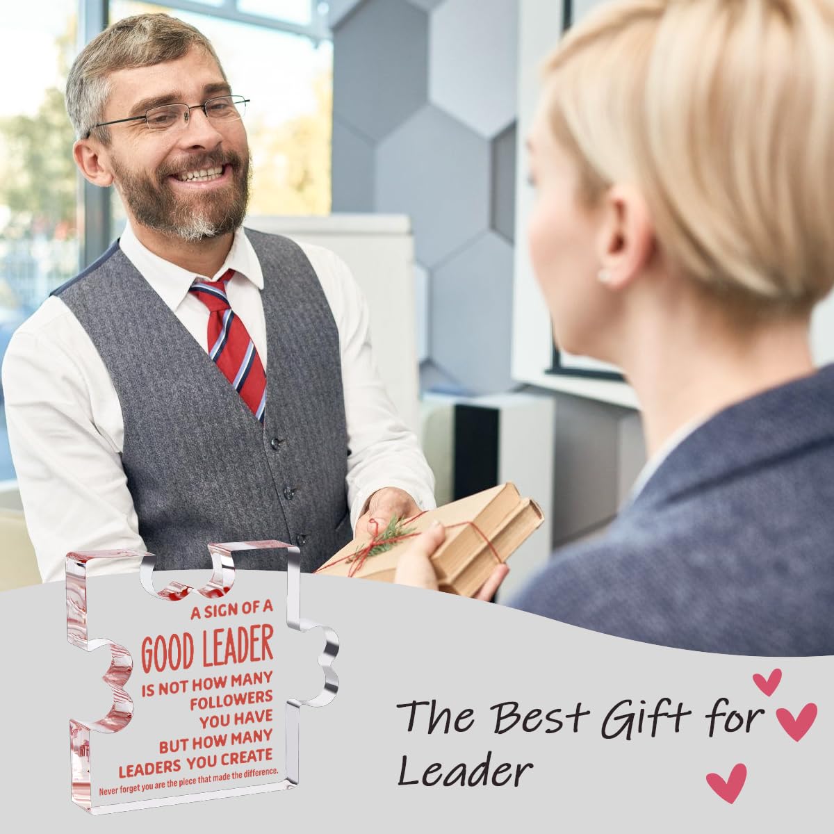 TuSuQing Thank You Gift for Good Leader Boss Supervisor Manager - Retirement Coworker Farewell Promotion Celebration Christmas Birthday - Office Irregular Acrylic Decor Table Signs