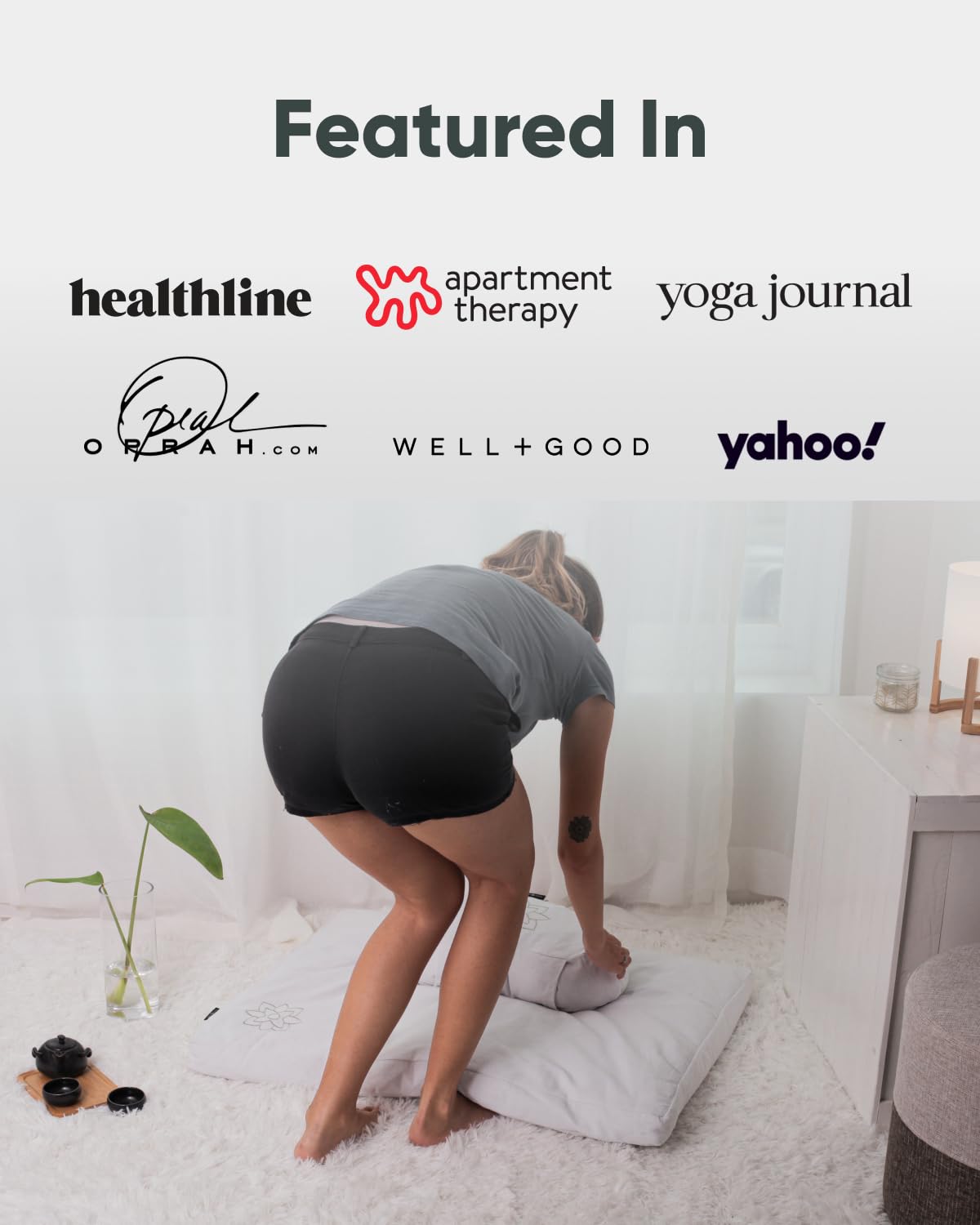 Mindful Modern Zabuton Meditation Mat - Cotton Filled Yoga and Meditation Pad - Zabuton Meditation Cushion for Kneeling and Sitting Support - Large Rectangular Sitting Floor Pillow for Bench or Zafu