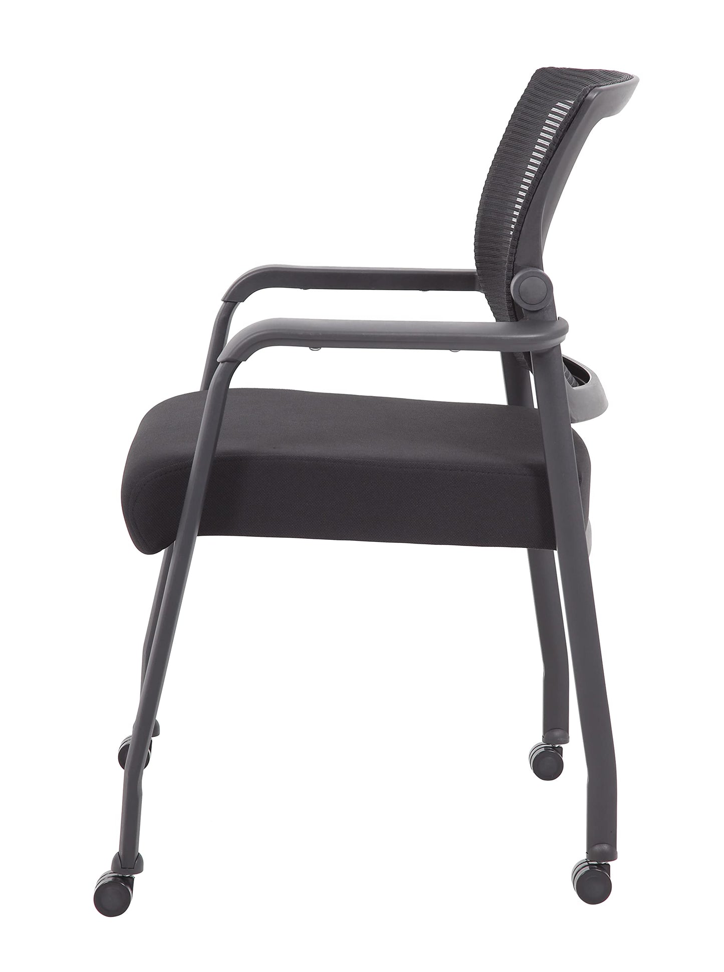 Boss Office Products Mesh 4-Legged Guest Chair with Casters in Black
