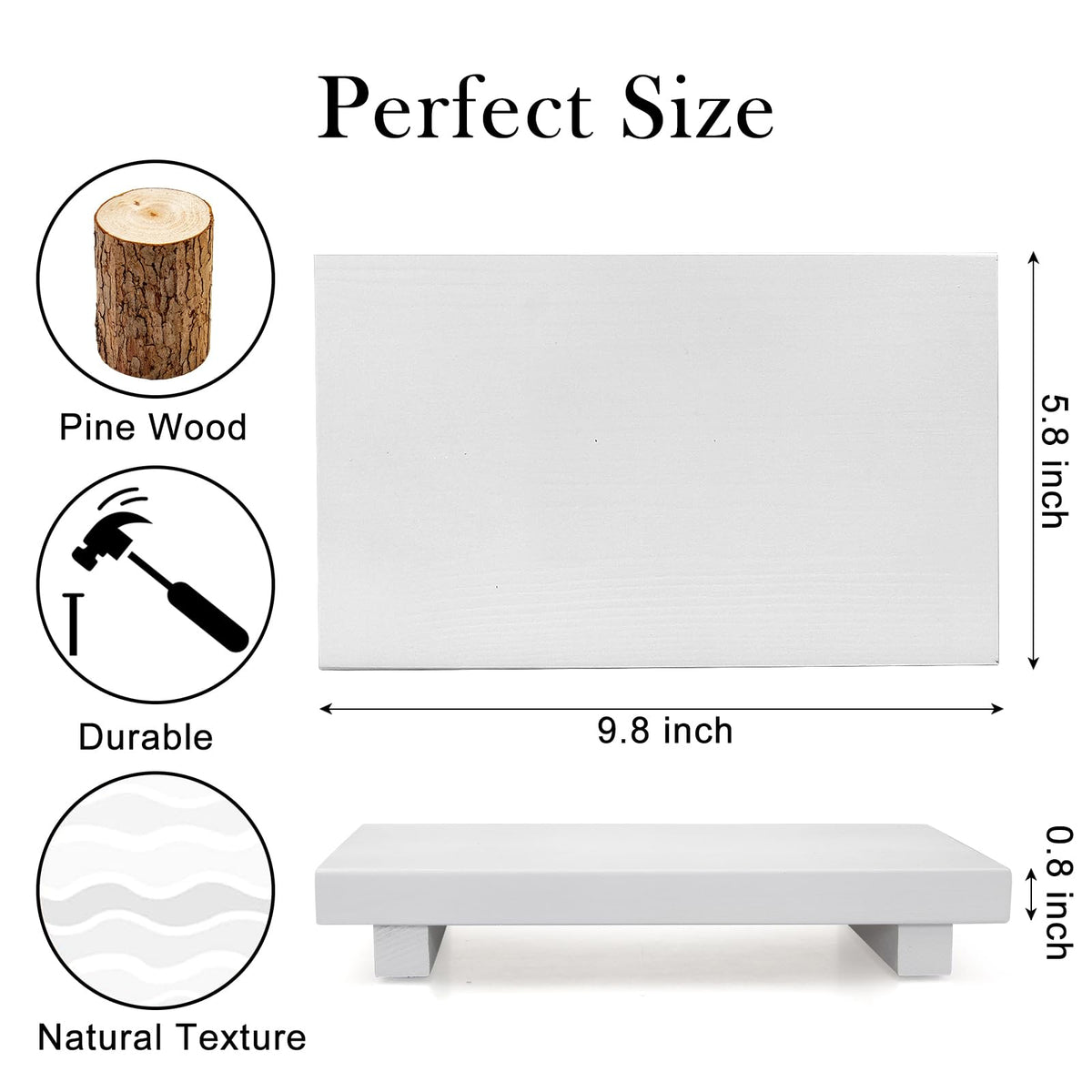 White Wooden Bathroom Tray Wood Riser Pedestal Stand Dish Soap Dispenser Holder for Kitchen Counter Bathroom Decor Decorative Kitchen Sink Countertop Trays Farmhouse Organizer Accessories Vanity Tray