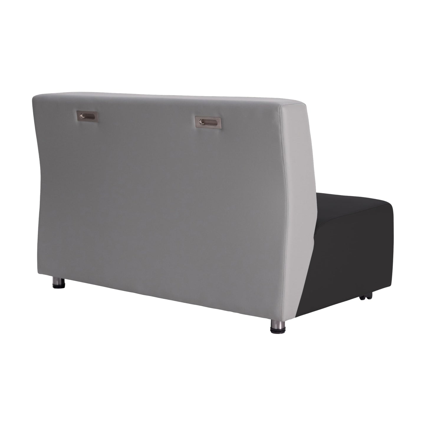 FDP Pro Series Upholstered Armless Mobile Sofa with Locking Casters for Portability Commercial Seating for Hotel Lobby, Office, Restaurant, Waiting Room, Home - Black/Gray