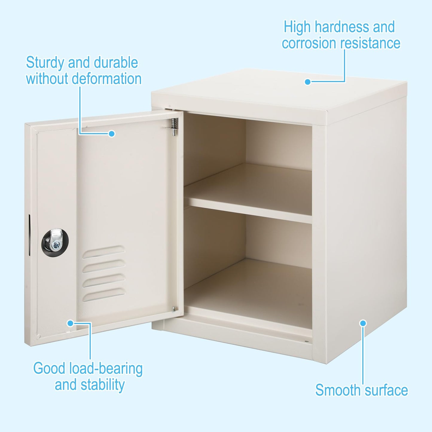 Suzile Lockable Storage Cabinet Metal Lockable Steel Storage Cabinet Organizer Lockers for Employees Vertical Metal Cabinets End Side Table Steel Bedside with Shelf(White)