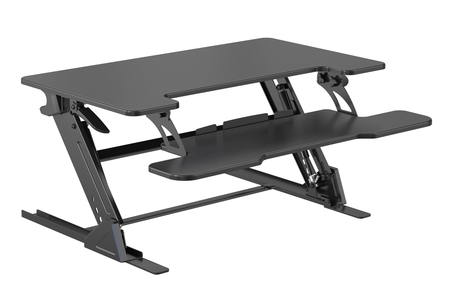 NSY Audio Standing Desk Converter 36 x 24 Inches - Height Adjustable Sit to Stand Riser with Keyboard Tray, Ergonomic Workstation for Home Office, Black