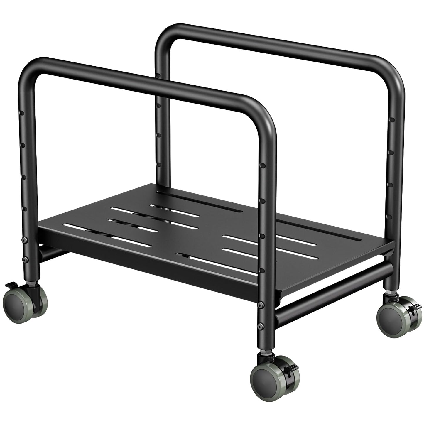 PUTORSEN Computer Tower Stand Under Desk - Height Adjustable PC Stand for Most Mid-Tower, Rolling CPU Holder with 360° Locking Wheels, Max Load 66 lbs, Black