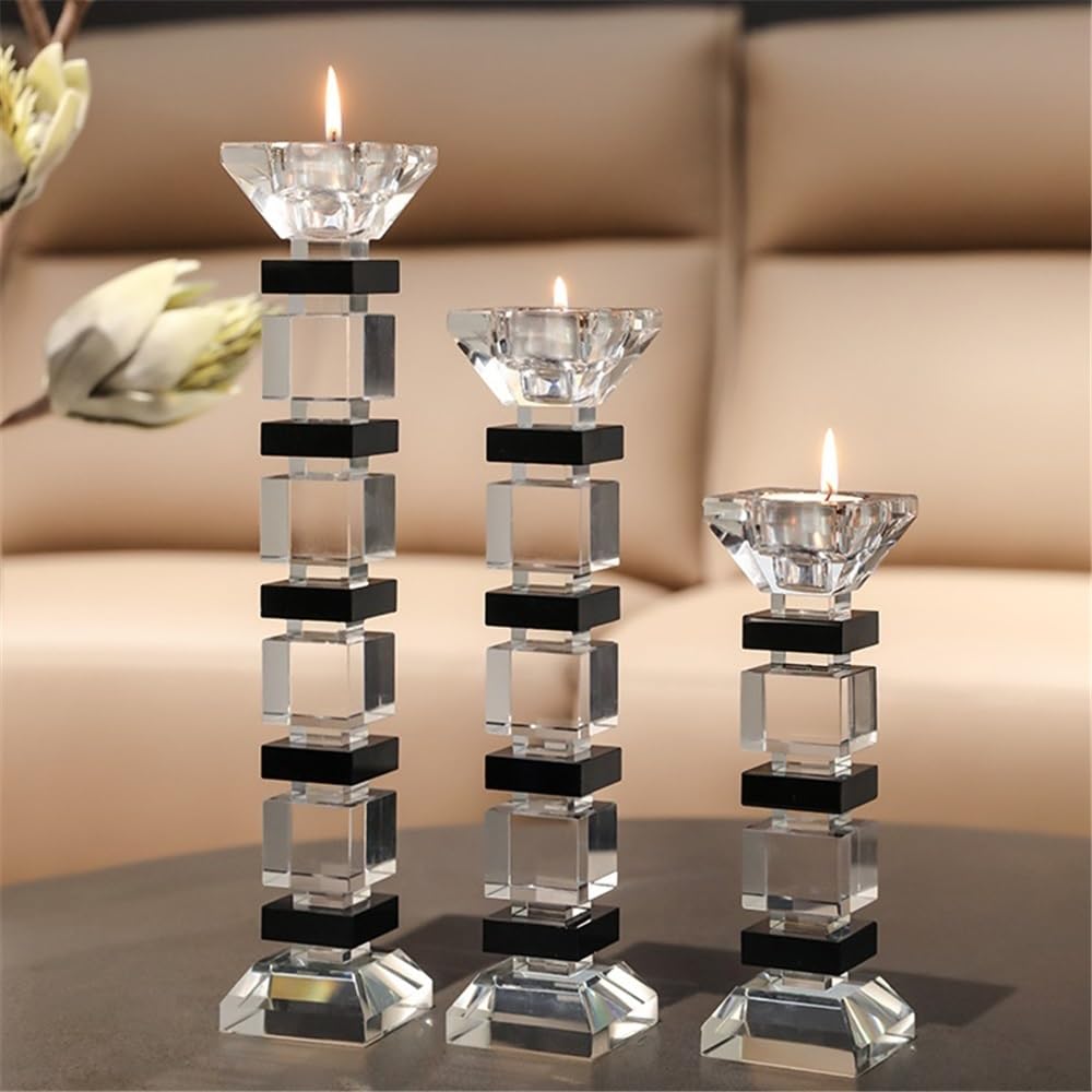 YUHUAWF Candle Holderss Light Luxury Crystal Glass Candle Holder Home Decoration Candle Holder for Wedding, Festival, Party & Windowsill Decor Decorative Candlestick(Small)