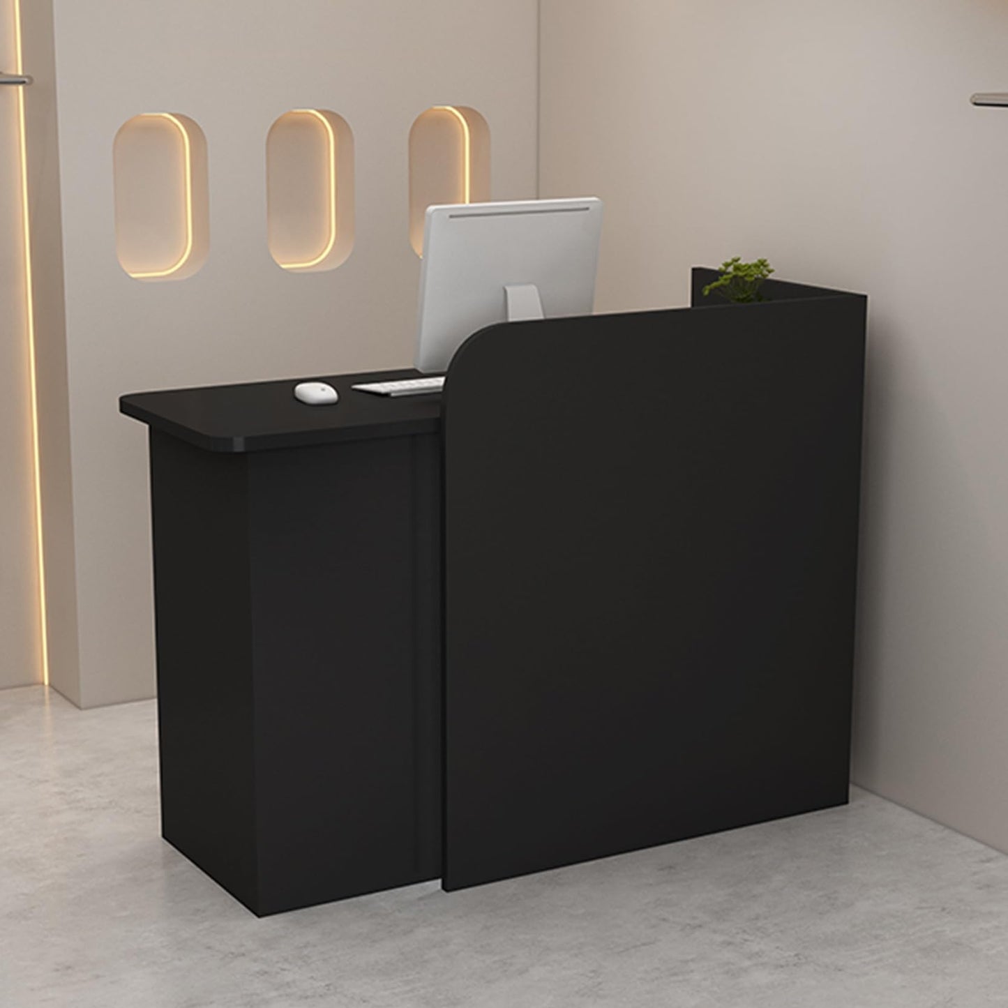 Modern Reception Desk with Lockable Drawers & Storage Cupboard, Reception Desk Counter with Lockable Drawer, Modern Checkout Stand for Home Office, Salon, Lobby - Versatile Secretary Desk, C