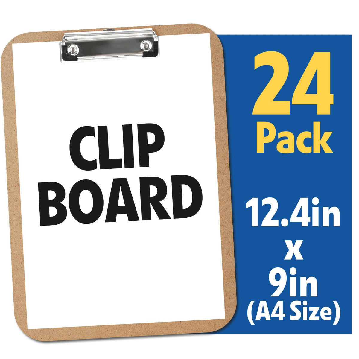 24 Pack Clipboards Bulk, Clip Boards 8.5x11 Standard Letter Size, Clipboards for Classroom, Wooden Clipboard, Hardboard Office Clipboard, Classroom Supplies