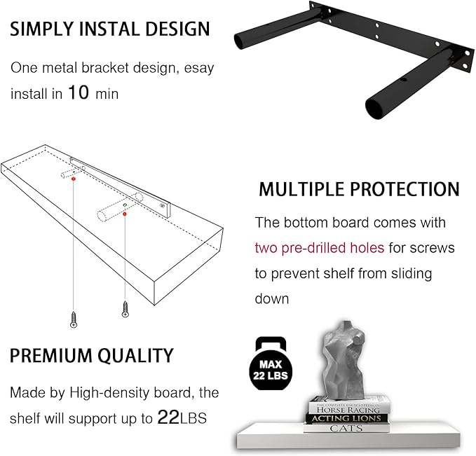 Rustic Brown Floating Shelves for Wall,24in Wall Mounted Display Ledge Shelves