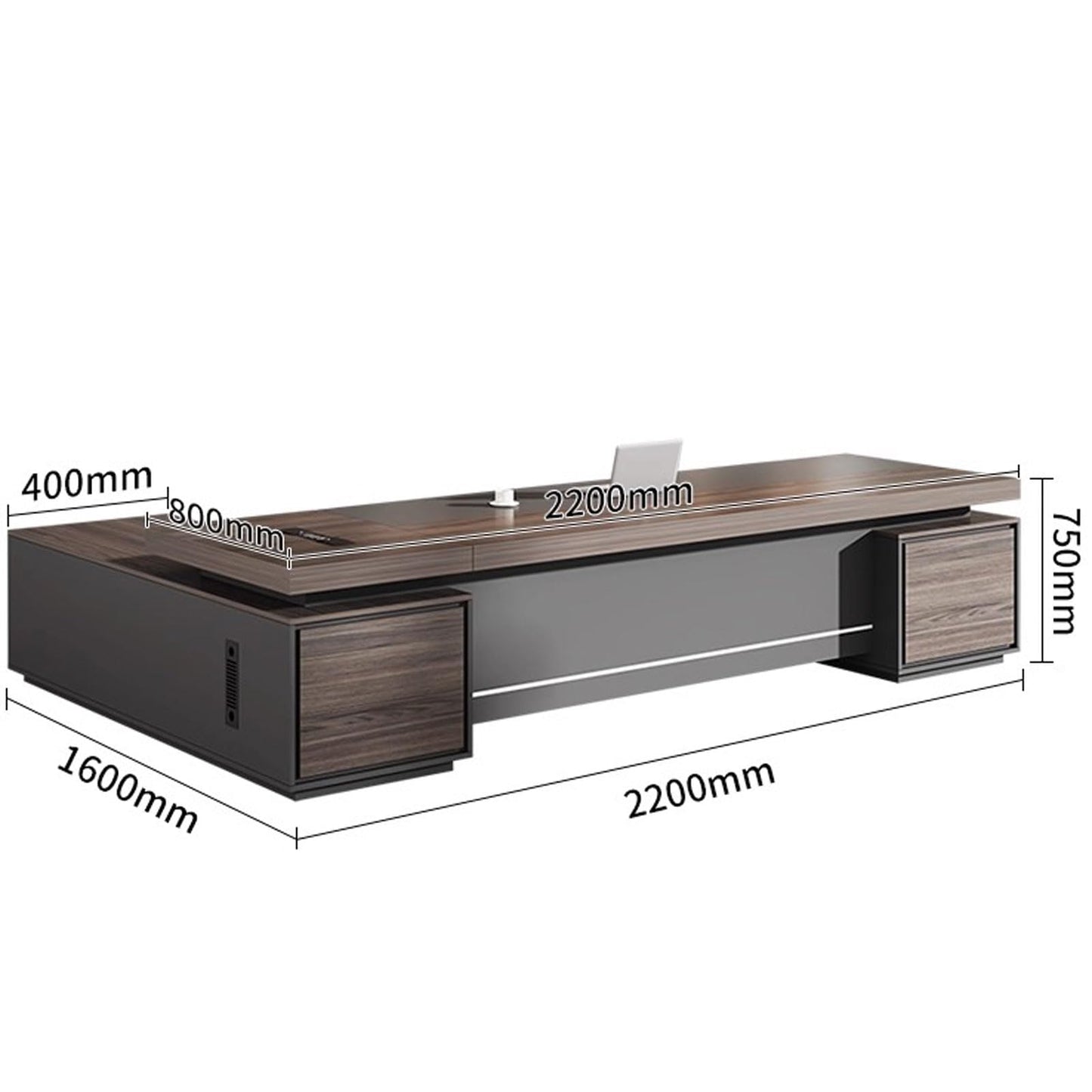 HONGYISHI Brown L Shaped Executive Office Desk with Drawers Modern Large Home Computer Desk with Cabinet and Open Storage Shelf Writing Study Table Business Workstation Set for CEO, Boss