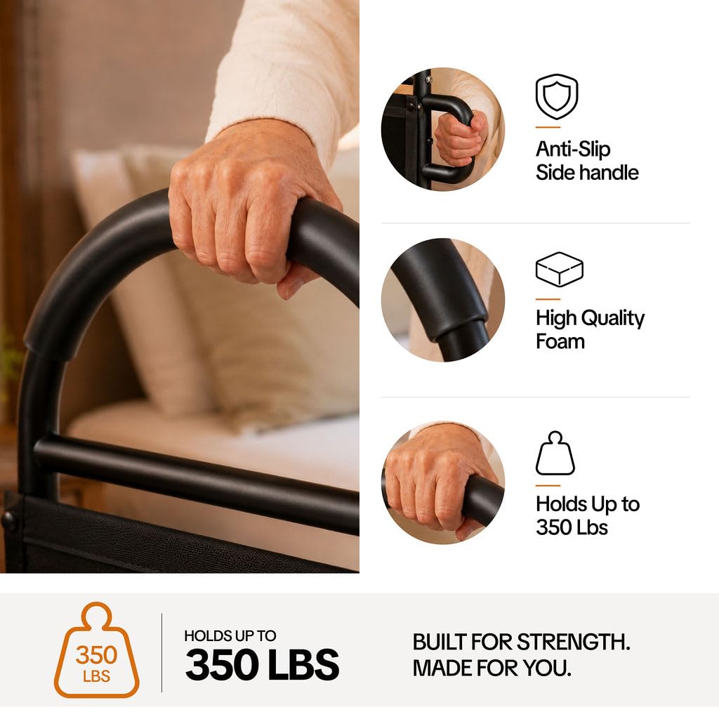 Medical king Bed Rails for Elderly Adults Safety Bed Assist Rails for Seniors with Adjustable Heights ASTM Approved Easy to get in or Out of Bed with Floor Support