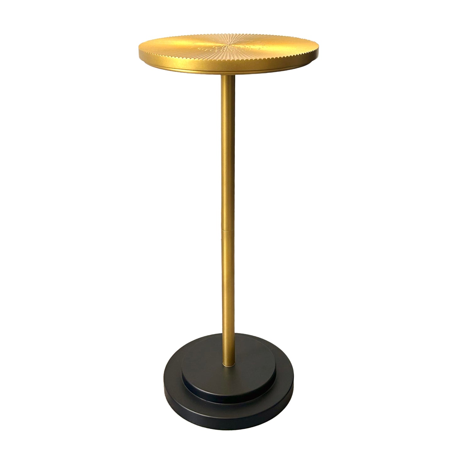 COVLON Drink Table, Carved Table Top Martini Table, Small Side Table, Weighted Base Pedestal Table for Living Room, Bedroom, Bathroom, Gold and Black