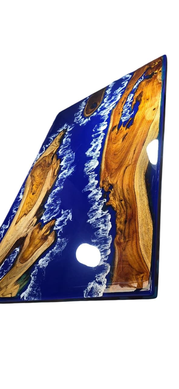 Handcrafted Epoxy Resin River Table - Live Edge Wooden Coffee Table with Ocean-Inspired Design, Unique Artistic Resin and Wood Furniture for Living Room, Dining Room, and Office (60 x 36 Inches)