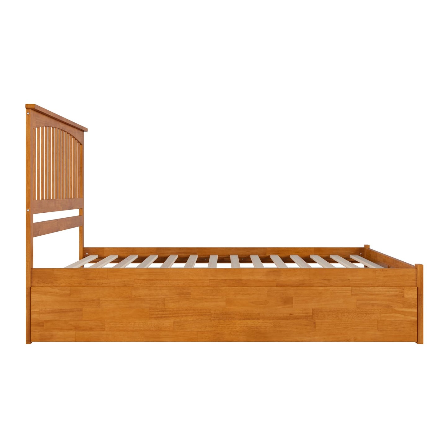 AFI, Mission King Platform Bed with Footboard & Twin XL Trundle, Light Toffee