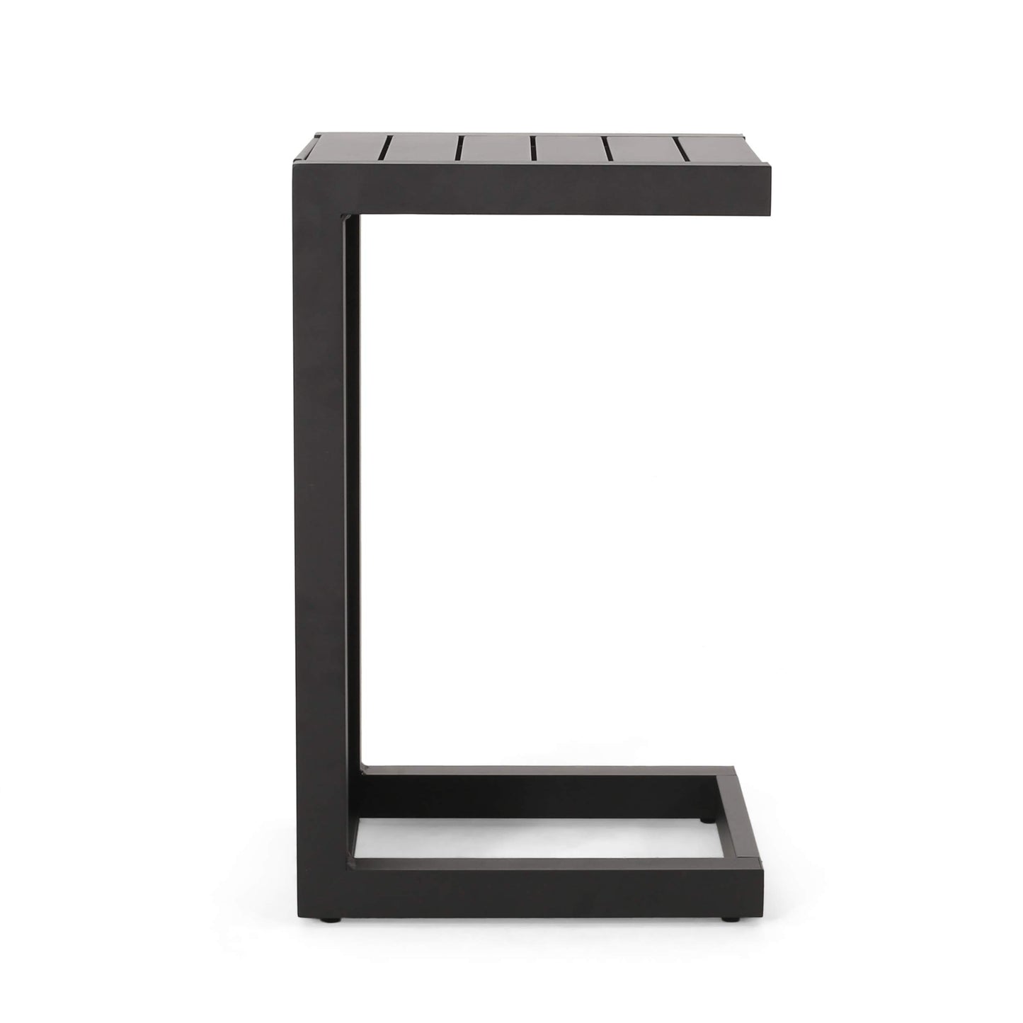 Christopher Knight Home Jesse Coral Outdoor Modern Aluminum C-Shaped End Table, Matte Black