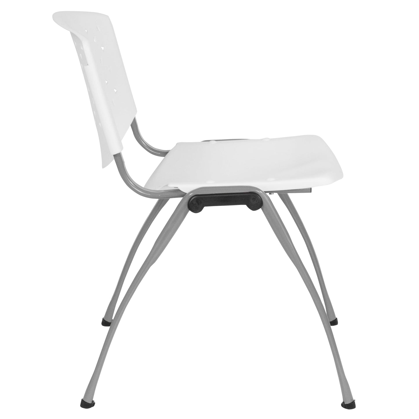 Flash Furniture HERCULES Series 880 lb. Capacity White Plastic Stack Chair with Titanium Gray Powder Coated Frame