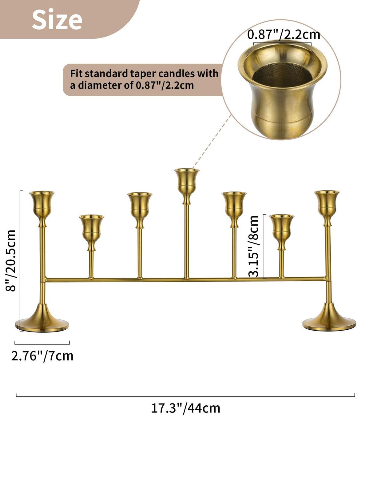 NUPTIO Gold Candle Holders for Centerpiece: Brass Taper Candelabra for Weeding Party - Candlestick Holder Set of 2 for Christmas Fireplace Table Decor